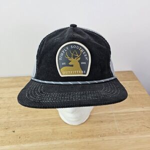 Simply Southern Outfitters Mesh Gray Corduroy Trucker Cap SnapBack Hat Buck Deer